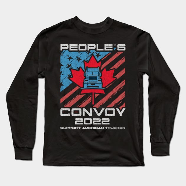 The People's Convoy 2022 Vintage America Truckers Freedom USA Long Sleeve T-Shirt by Retro Vintage